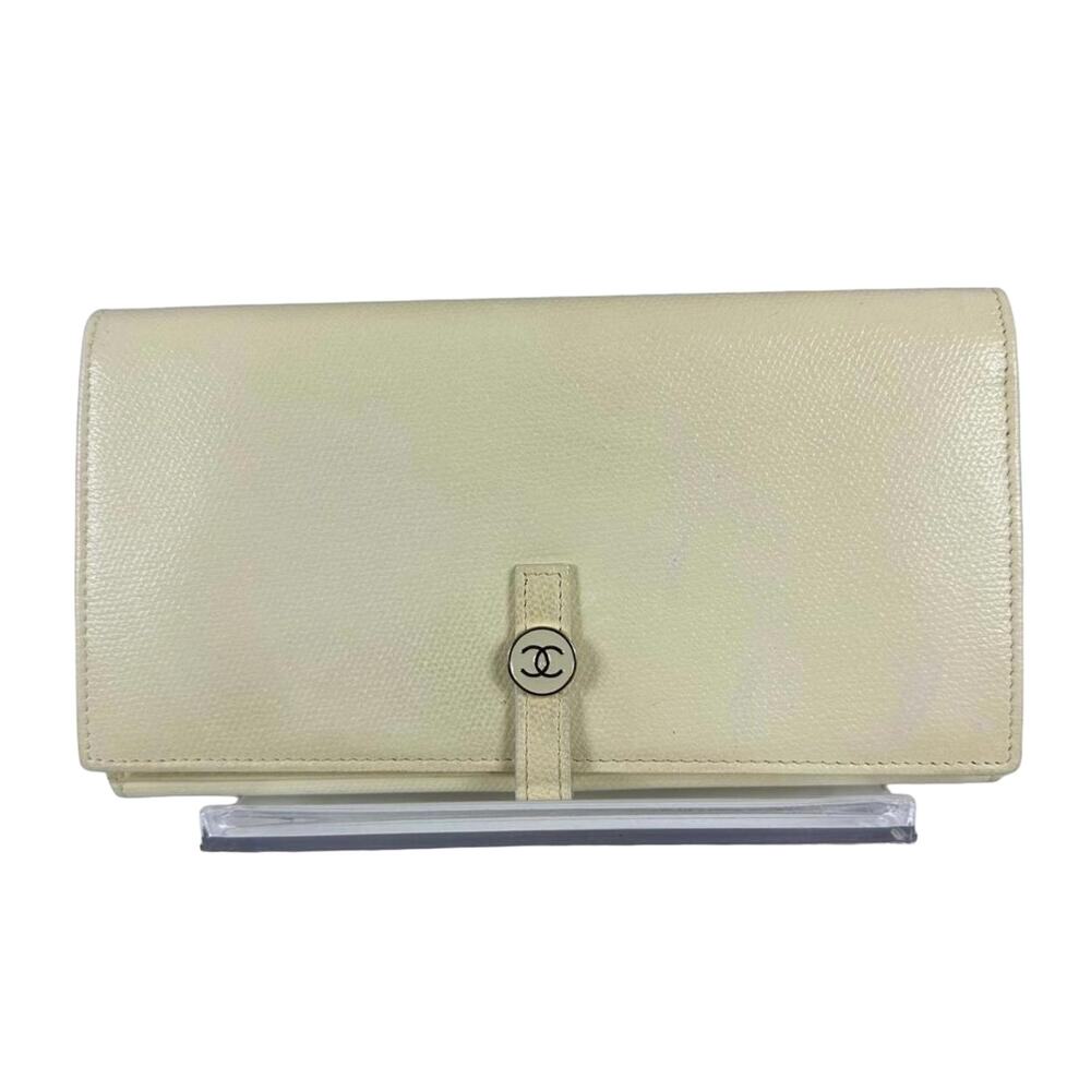 CHANEL Pale Yellow Leather CC Vintage Long Wallet 9728895 (CCXX150)